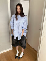 Blue Stripe Loose Fit Long Sleeve Shirt
