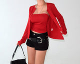 26FW Shirring Tube Top & Cardigan Set