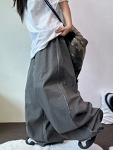 SIDE LIGHTENING 🩶💛🖤 NYLON OVER WIDE OVER LONG PANTS 💛3COLOR