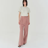 THREE PINTUCK SUMMER WOOL PANTS (PINK)