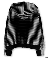 Midnight Flower Stripe Hoodie Zip-up_Black