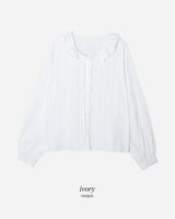 #Frill Collar Strap Puff Long Sleeve Blouse