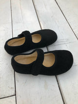 Round fur mary-jane shoes