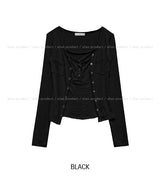 Ropi Pocket Cutting Sleeveless Cardigan Set