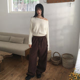 [フィット感保証🤎/5color]ペヌスエードサイドヘムスナップロングパンツ