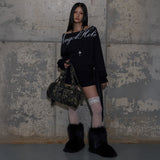 BOATNECK RIBBON TIE SWEATSHIRT (BLACK) F25ZB018