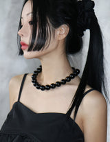 18 mm ブラックパールボールネックレス
