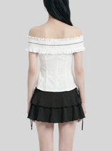 Romantic Shirring Ribbon Blouse