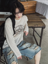 ブロングダメージバミューダデニムパンツ