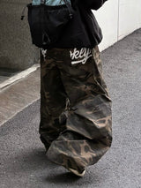 camo hip patch wide pants