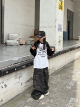 camo hip patch wide pants