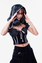 PLÜF Tie Front Bustier (Black)