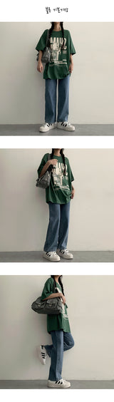 [Basic, Long/S-2XL] Right Back Banding Summer Semi-Wide Denim Pants