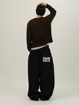 JB Bold Lettering Wide Denim Pants