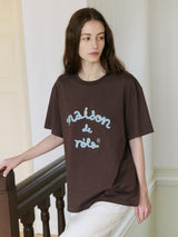 MAISON DE ROLA EMBROIDERY LOOSE FIT T-SHIRT BROWN