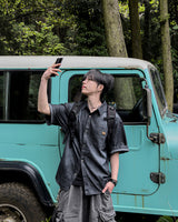 Durant Patch Washed Short Sleeve Denim Shirts