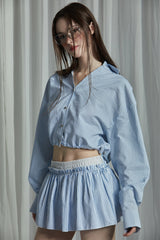 SEERSUCKER SKIRT -BLUE