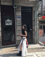 カッティングホワイトロングスカート