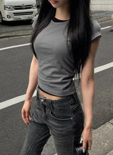 Cap Sleeve Contour U-Neck Slim Top