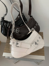 Buckle Leather Eyelet Daily Shoulder Bag