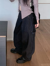 Cats Stripe Balloon Fit Wide Carpenter Pants 