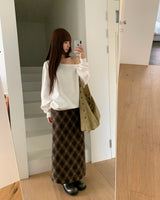 [ORIGINAL] Nouve Check Long Wool Skirt