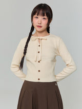 RIBBON BUTTON SILM KNIT - BUTTER