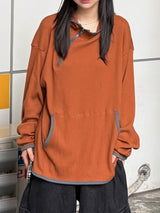 knit diagonal zipper hoodie