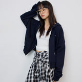 Two Way Logo Hoodie Zip Up_navy