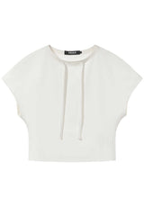 Drawstring Batwing Sleeve Tee