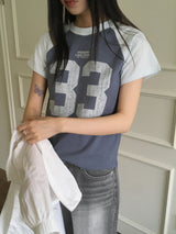 Sec 33 プリンティドセミクロップ半袖Tシャツ
