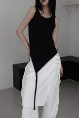 unbalanced layered tail sleeveless (4color)