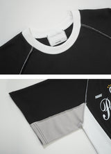 カラーブロックラグランオーバーTシャツ