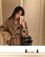 [ORIGINAL] Center Waist-Tie Wool Short Coat