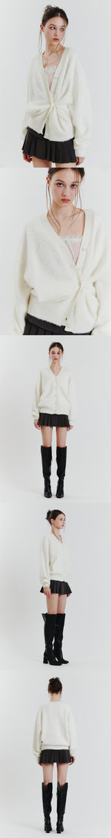 EVA FUR CARDIGAN white