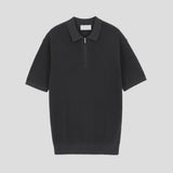 LMN Rainy Silket Hatch Semi Zip-Up Short Sleeve Knitwear (8 colors)