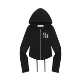 SAHARA LEOPARD CROSS SET UP CROP HOOD ZIP-UP (2Color)