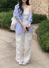 #Ritz Parachute Nylon String Cargo Pants (5color)