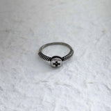 Retro Threaded Cross Ring