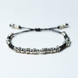 black & antique silver beads bracelet