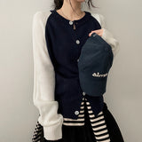 Dub Color Raglan Knit Cardigan
