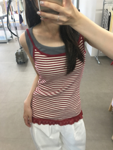 ソム ストライプ レース ノースリーブ (4color)