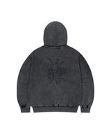 WASHED SOLAR APPLIQUE ZIP UP HOODIE