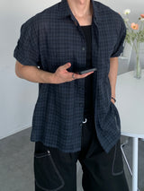 リンクルチェック ロールアップ ショートスリーブシャツ