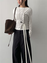 Button Ribbed Layered Tube Top