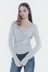 ソフトドレープオフショルダートップ light grey