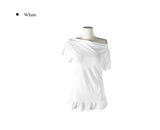 Libby Frill Shirring Off-Shoulder Short Sleeve T-Shirt