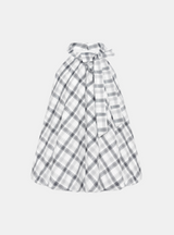 Check Ribbon Halter Blouse