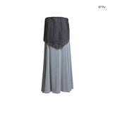 (2color) Eyelet Two-Tone Layered Flare Long Skirt