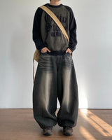 Brown balloon denim pants